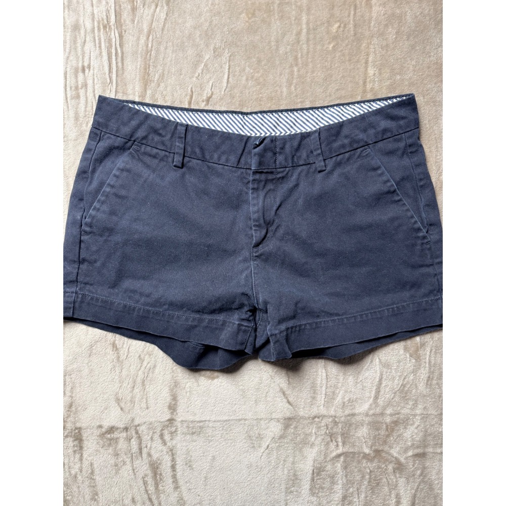 Uniqlo Womens Black Cotton Chino Shorts Mid Rise Size 2 Summer Preppy